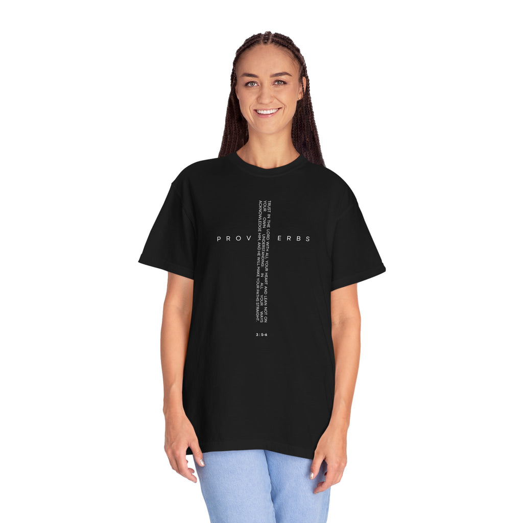 Proverbs Vertical Verse T-Shirt — Minimal Bible Scripture Tee