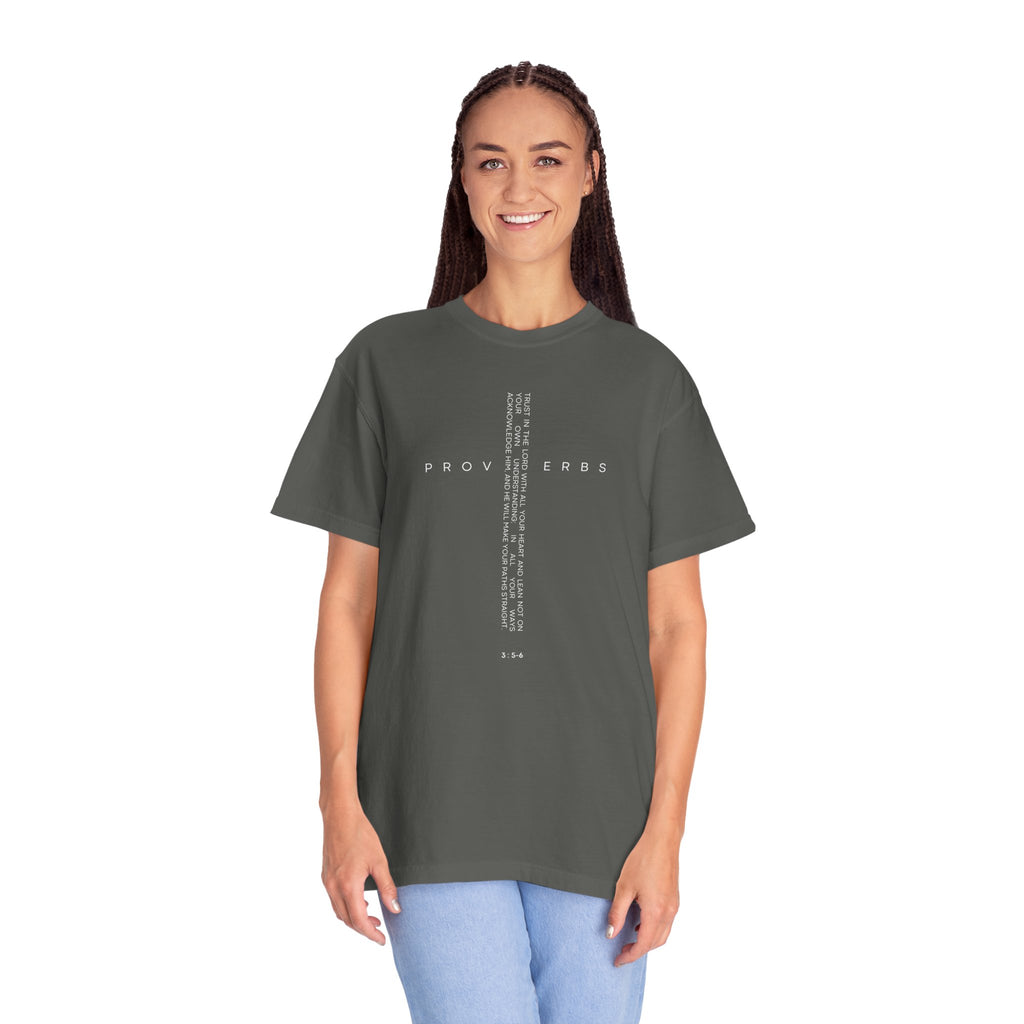 Proverbs Vertical Verse T-Shirt — Minimal Bible Scripture Tee