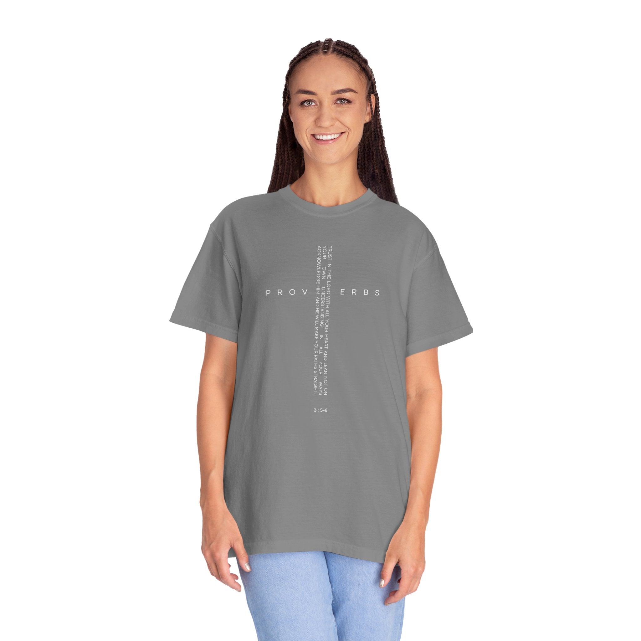 Proverbs Vertical Verse T-Shirt — Minimal Bible Scripture Tee